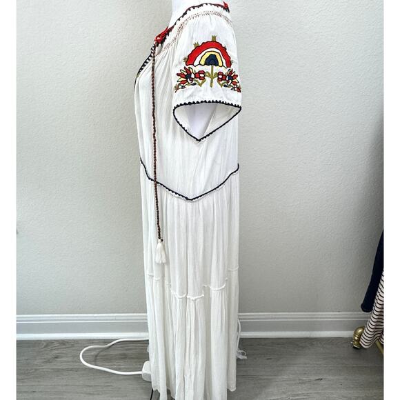 Free People Womens Daisy Fields Maxi Dress Size XS Boho Embroidered Floral White - Picture 6 of 11